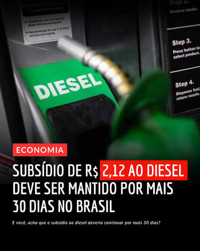Governo prorroga subsídio que garante redução de R$ 2,12 no diesel por mais 30 dias
