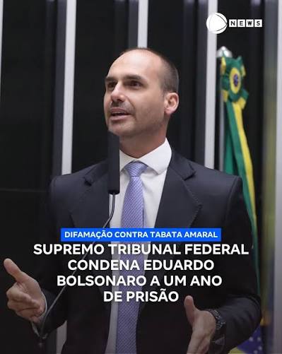 STF condena Eduardo Bolsonaro a um ano de prisão por difamação contra Tabata Amaral
